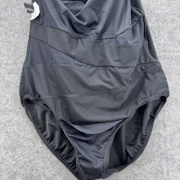 MiracleSuit Womens Jena One Shoulder One Piece Size 16 Black Mesh Slimming Beach - Picture 13 of 16